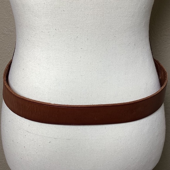 Vintage Brown Leather Belt Women's Solid Large Buckle, Double Layer Harness Belt - Picture 3 of 8